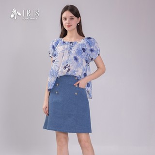 IRIS 艾莉詩 柔藍花語綁帶上衣-62157