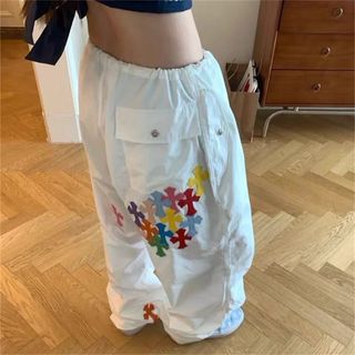 【美國代購】Chrome Hearts 克羅心 彩色貼皮十字傘兵褲 寬鬆直筒工裝風 男女潮流長褲