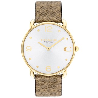 COACH Elliot 經典C字皮帶女錶 手錶-銀面金框/36mm 手錶 CO14504205 開學季禮物
