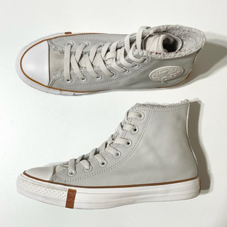 <全新女鞋> Converse Chuck Taylor All Star 內裡鋪毛 皮革 女款 灰白 166125C