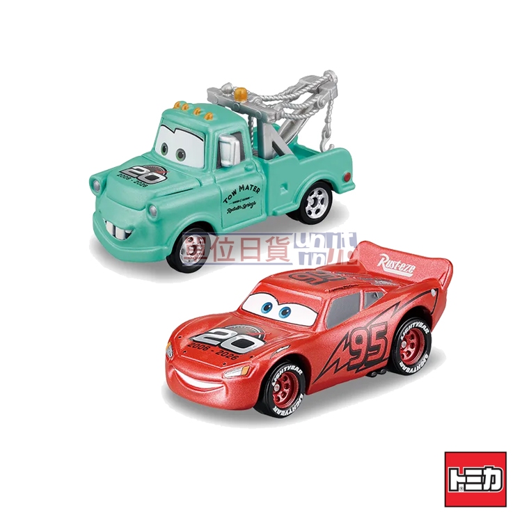 『 單位日貨 』 20週年紀念版 日本正版 TOMICA 多美 CARS 汽車總動員 閃電麥坤 C-03 C-14 脫線