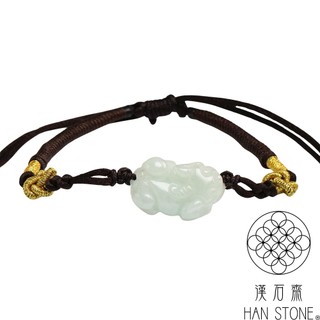 【漢石齋】天然翡翠A貨 小貔貅玉佩招財手繩 細糯種(21*13*5.9mm)