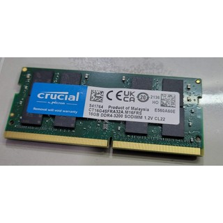 中古品 CRUCIAL 美光 SO-DIMM筆電用記憶體 DDR4 3200 16G 單條 3550元