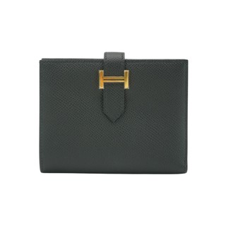 Hermes Bearn Epsom 牛皮金釦對折短夾(Noir黑)