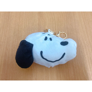 Snoopy絨毛折疊收納袋 雙面款，鑰匙圈 收納袋 零錢包