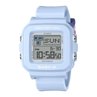 CASIO BABY-G | ＋PLUS | 多彩皮帶環 淺藍色方形電子錶BGD-10L-2