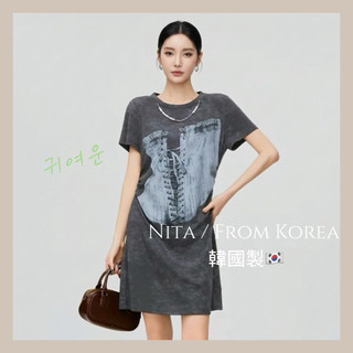 Nita✈️韓國帶回 東大門代購設計感印花T恤洋裝女
