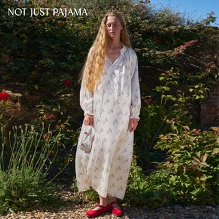 Not Just Pajama Bubbie小羊系列 真絲長袖睡袍/100%桑蠶絲睡袍/燙鑽印花睡袍/居家睡袍/女士睡袍
