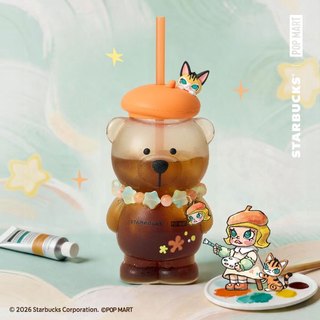 星巴克的天空 Starbucks + POP MART聯名 MOLLY小熊TOGO玻璃冷水杯 444ml