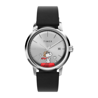 【TIMEX】天美時 Marlin x Peanuts 40mm 史努比 自動機械腕錶 銀x黑 TXTW2W49600