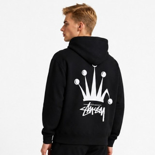 多色可選 Stussy Stock Crown ZIP Hoodie 皇冠logo 美式連帽外套 拉鏈刷毛外套 男女同款