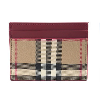 BURBERRY 經典格紋皮革卡片夾(卡其/紅棕)｜100%原廠真品｜JS Maxx官方旗艦館