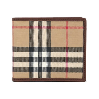 BURBERRY經典格紋8卡帆布對開短夾(典藏米色)｜100%原廠真品｜JS Maxx官方旗艦館