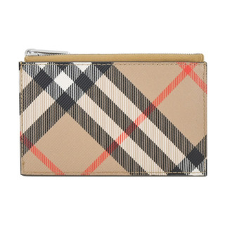 BURBERRY 新款經典格紋帆布卡片/零錢夾(沙色)｜100%原廠真品｜JS Maxx官方旗艦館