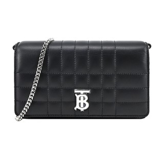 BURBERRY Lola TB銀字LOGO 絎縫羔羊皮翻蓋斜背包(黑色)｜100%原廠真品｜JS Maxx官方旗艦館