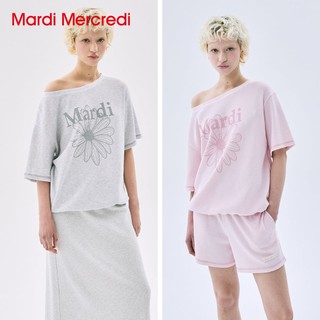 MARDI MERCREDI 多色 露肩 WAFFLE TSHIRT OFF SHOULDER FLOWERMARDI