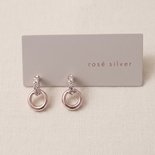 【現貨】耳環 純鈦耳針 玫瑰銀 Rose Silver 心型 圓圈 扭結 珍珠日本飾品 OSEWAYA