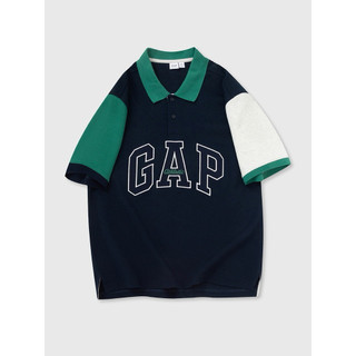 GAP 撞色 拼接 刺繡 深藍 綠 米白 短袖 Polo衫 男女適用 S號
