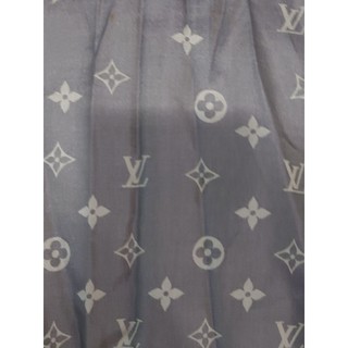 Louis Vuitton Monogram Denim 經典花紋羊毛絲綢披肩/圍巾（珍珠灰）