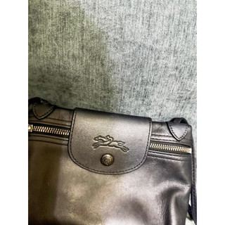 LONGCHAMP Le Pliage Xtra XS 黑色牛皮斜背包