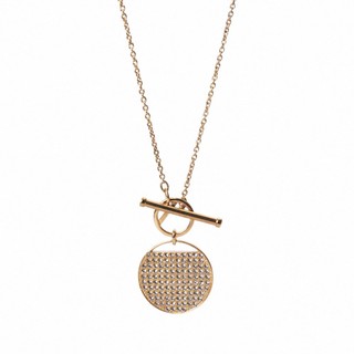 【SWAROVSKI施華洛世奇】 Sublima T 字扣圓形水晶墜飾項鍊(玫瑰金)