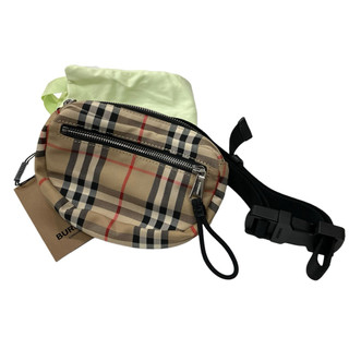 【新莊幸福店】BURBERRY 腰包 8014420 1 等級A 棕色格紋 二手寶物工廠