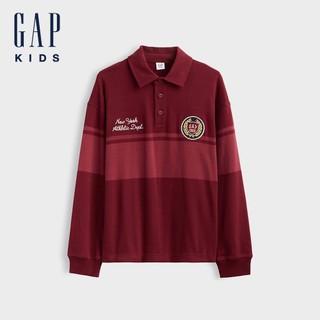 【Gap】兒童寬鬆版Gap Logo Polo衫-朱紅色(915236)