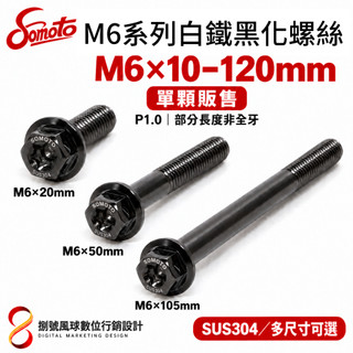 【SOMOTO 2026嚴選】 台灣製造【M6黑化螺絲】內星型(梅花) 外六角螺絲 白鐵不銹鋼 鍍鈦 鍍鈦 黑化