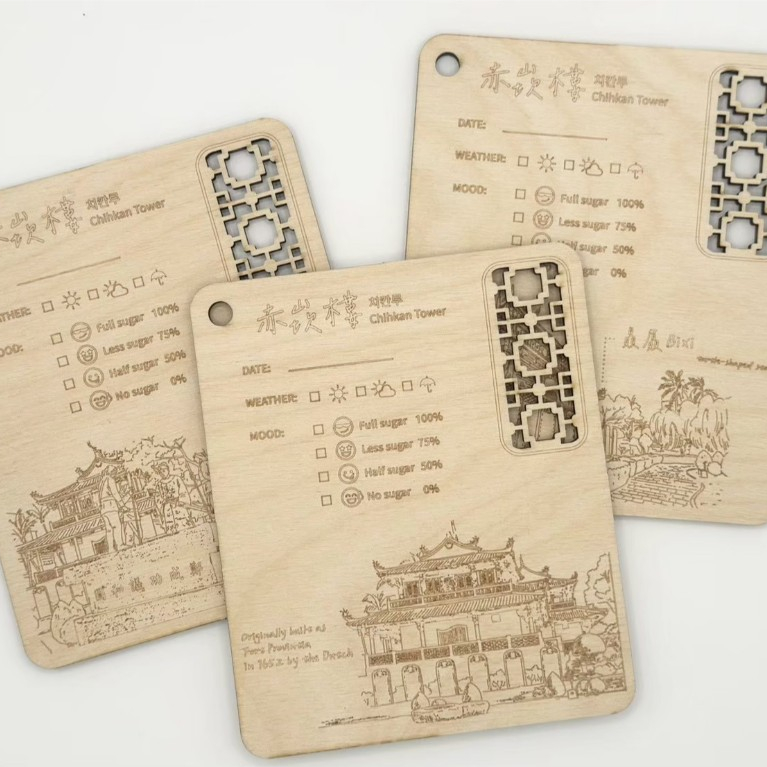 【創藝天時】台南城市旅行杯墊｜赤崁樓 孔廟 安平古堡 木製杯墊 台南景點 文創伴手禮 旅遊紀念品