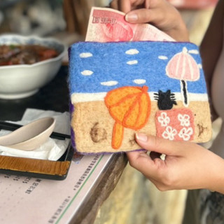 尼泊爾手工羊毛氈海灘度假星空家園卡通零錢包化妝包