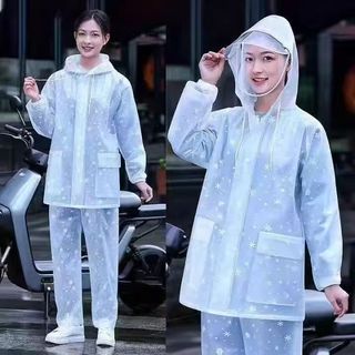 男女雨衣雨褲套裝全身防暴雨加厚電動車戶外防水透明雨披