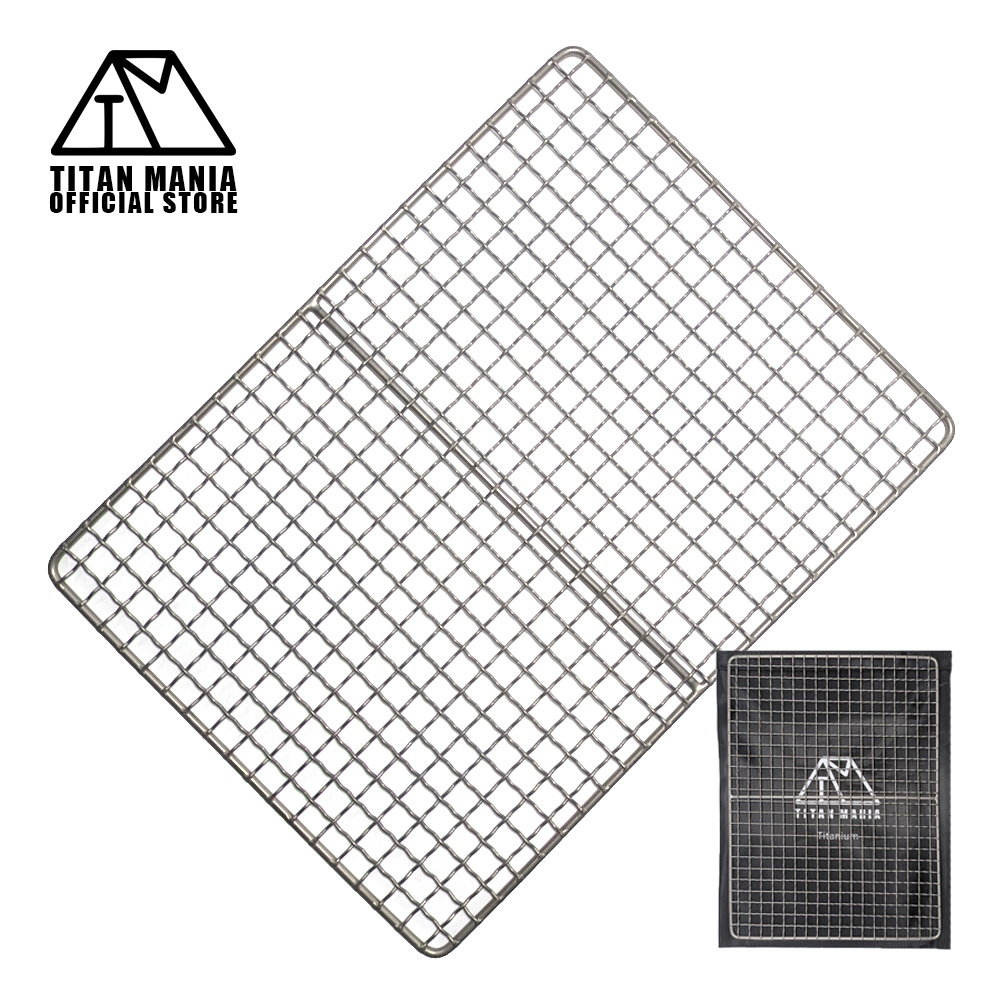 TITAN MANIA L 號鈦製烤網 燒烤網 適用於單人露營 輕量 方形 多用途 堅固 大尺寸 33cm 330mm