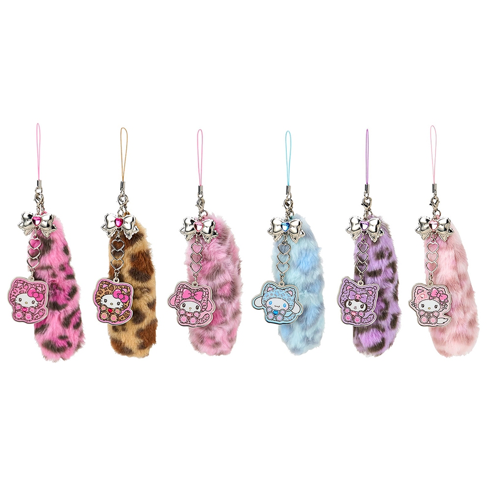 Sanrio 三麗鷗 辣妹豹紋貓系列 尾巴造型毛絨手機吊飾