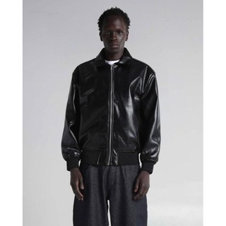 SHAKA WEAR "PU Leather Collared Varsity Jacket"