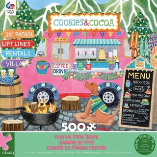 [現貨]。正版拼圖。Ceaco。500片。Cookies & Cocoa 節日食物卡車 胖卡 餐車 可免費代拚