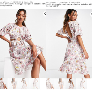 【全新】ASOS DESIGN 碎花中長洋裝 UK8