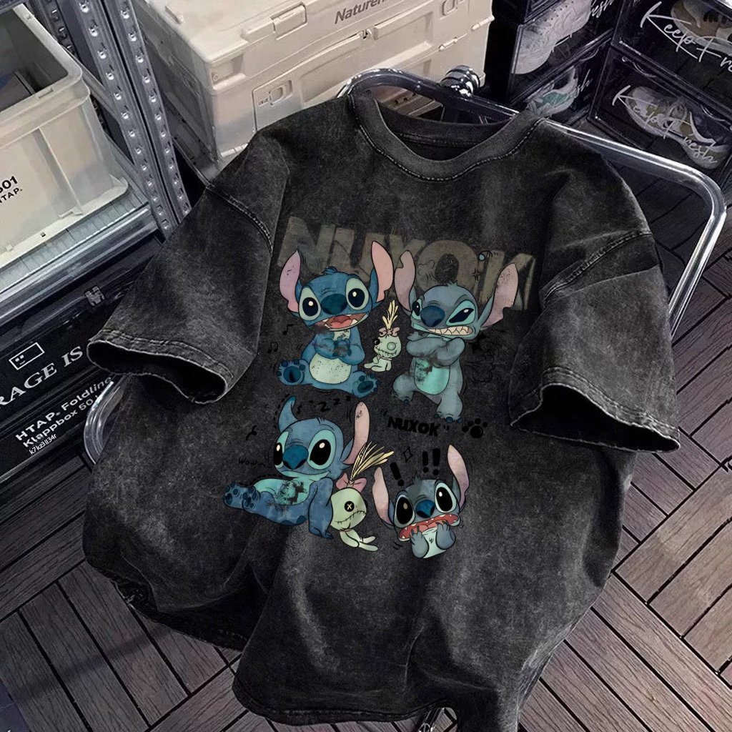 【YY！做舊史迪奇】水洗t 短袖 短袖T恤 寬鬆短袖 美式復古短袖 Oversize 短袖 大尺碼上衣 純棉短袖 情侶裝