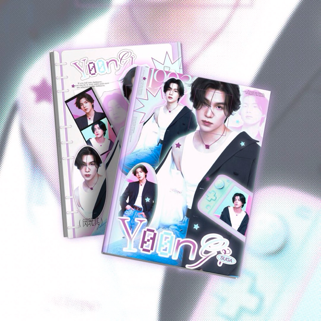【W.Y. STORE】 BTS Suga 閔玧其「玻璃砂糖」飯製自印貼紙書 單頁少量 封面同款開窗鐵盒