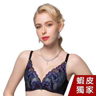 SWEAR 思薇爾 午夜仙境 系列 B-E罩 蕾絲 刺繡 集中包覆 女內衣 (黑色)-【蝦皮獨家】