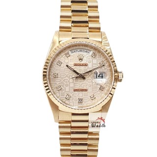 【大眾名錶】ROLEX 勞力士 18238 Day-Date 18K金 原廠銀白紀念十鑽面 錶徑36 大眾名錶B1147