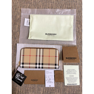 Burberry牛皮拼格紋卡夾包