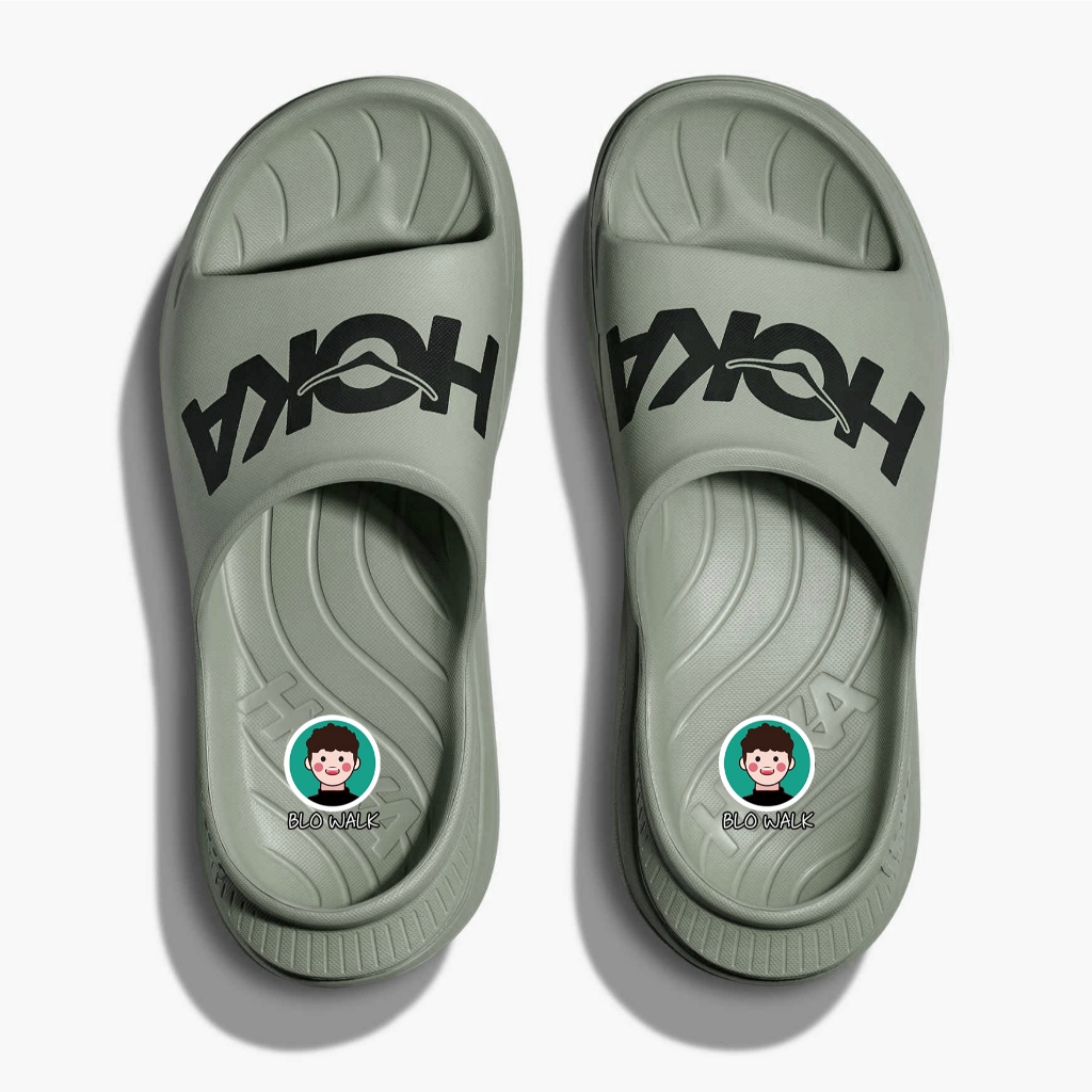 HOKA Ora Athletic Slide 中性款恢復一字拖鞋綠灰/黑 居家休閒 透氣不悶腳 輕鬆無負擔