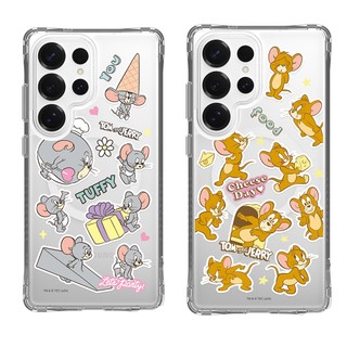 【TOYSELECT】湯姆貓與傑利鼠貼紙亂花防摔透明SAMSUNG手機殼