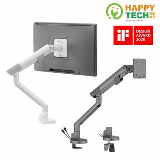 【HappyTech】T90-12U【IF 設計獎】鋁合金機械彈簧式支架 17-40螢幕支架 夾鎖 USB3.0+Typ