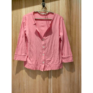 bossini 開襟長袖上衣 辦公室小外套 粉色 女裝L