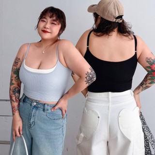 LULUS/PLUS/中大尺碼/假兩件撞色細肩罩杯BRATOP背心４色【A01251235】260311