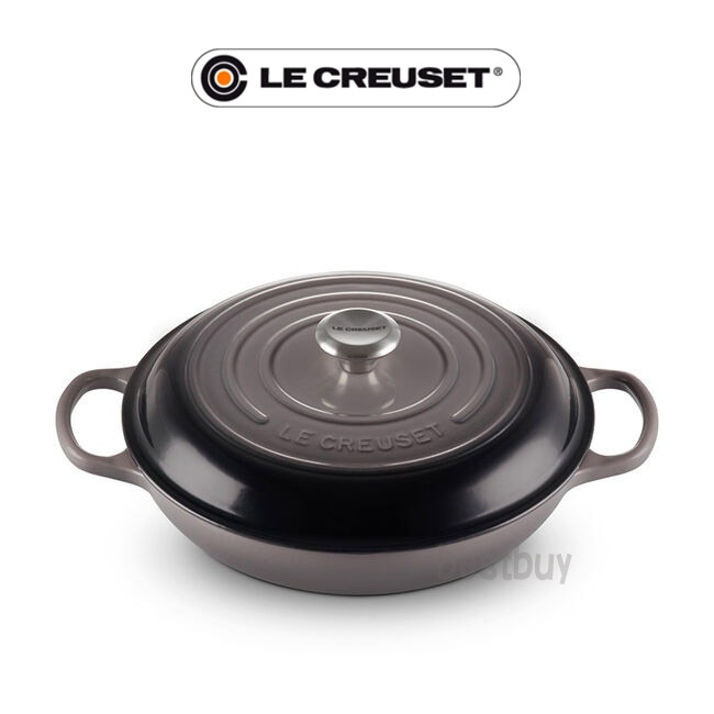 Le Creuset Oyster Flint 岩霧灰 淺圓鍋 淺鍋 淺底鍋 壽喜燒鍋 淺圓鑄鐵鍋 鑄鐵鍋 30cm