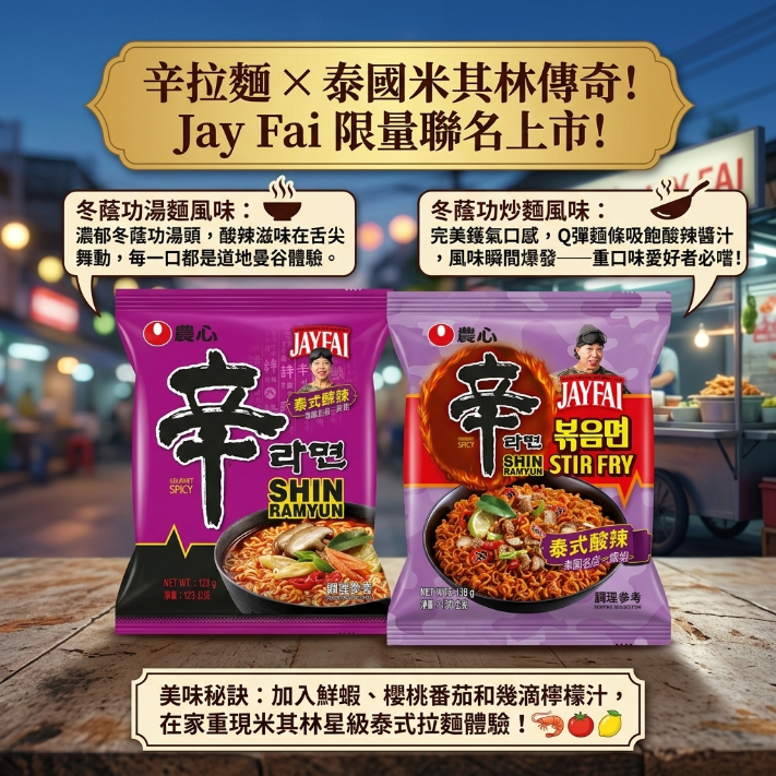 農心辛拉麵 × 曼谷米其林聯名泰式酸辣風味炒麵 聯名拉麵 韓國泡麵 泡麵 限時優惠 現貨 辛炒麵 辛拉麵 泰式酸辣風味