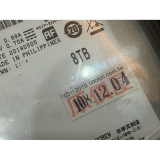 東芝 TOSHIBA 8T 8TB MD06ACA800 3.5吋 7200轉 256MB 桌上型 硬碟 內接 二手少用
