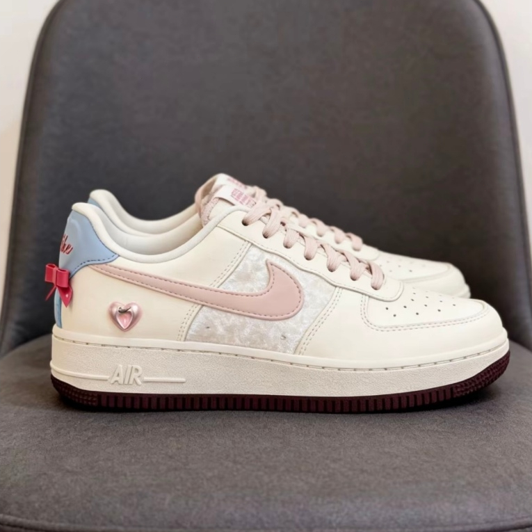 🚀選潮 Nike Air Force 1'07 Valentine's Day 情人節限定 芭比配色  天鵝絨 板鞋